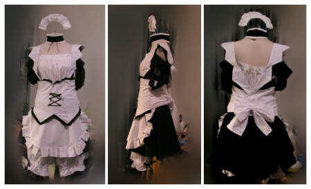 "Kaichou wa maid-sama" - ordered costume (shorts, skirt with apron, corset with those strange sleeves, top, chocker & head piece)